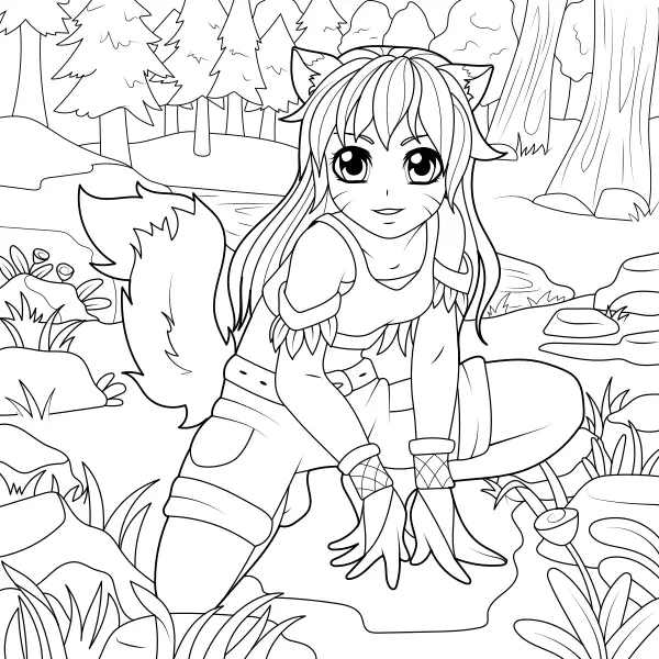 La ragazza volpe | Disegni da colorare online per bambini