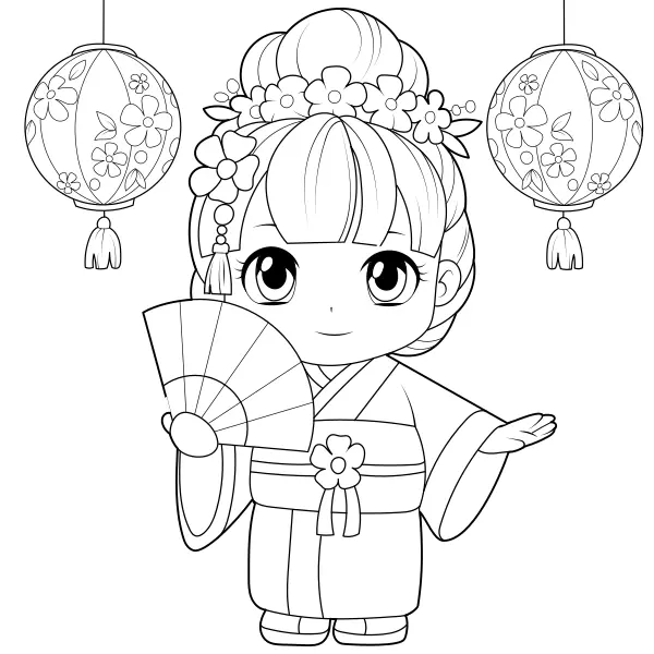 La piccola geisha | Disegni da colorare online per bambini