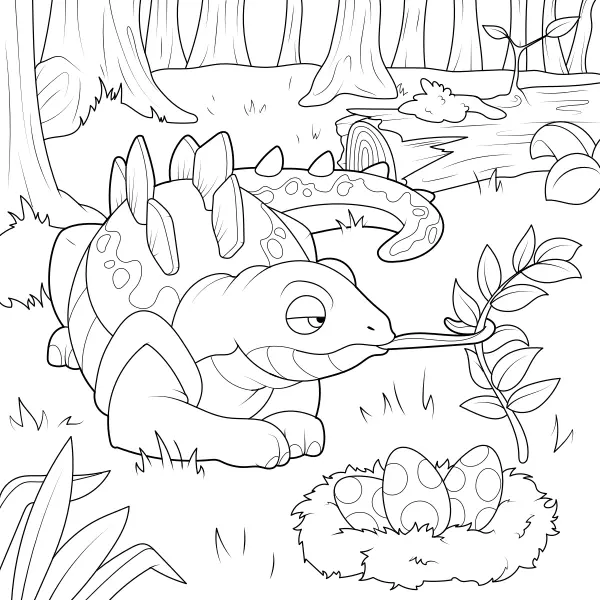 Lo stegosauro nel bosco | Disegni da colorare online per bambini