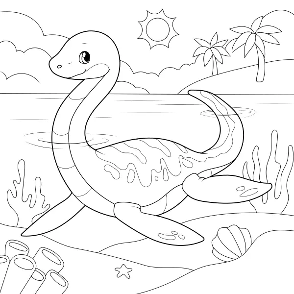Il plesiosauro in mare | Disegni da colorare online per bambini