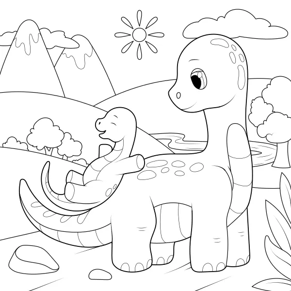 I dinosauri giocano | Disegni da colorare online per bambini