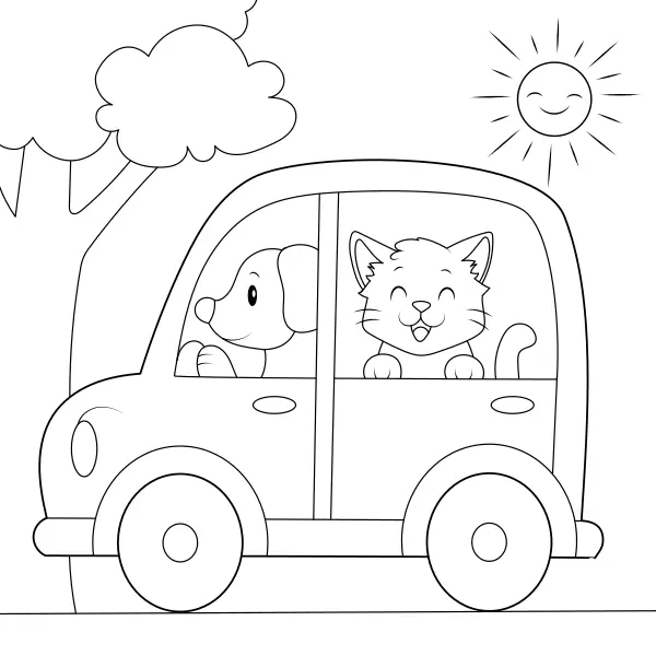 Auto con animali | Disegni da colorare online per bambini