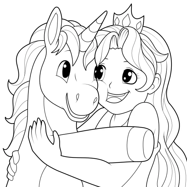 La principessa e l’unicorno | Disegni da colorare online per bambini