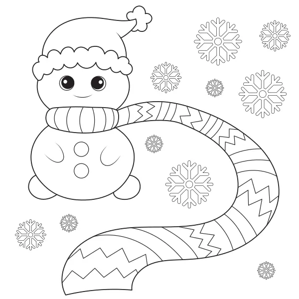 Pupazzo di neve con la sciarpa | Disegni da colorare online per bambini