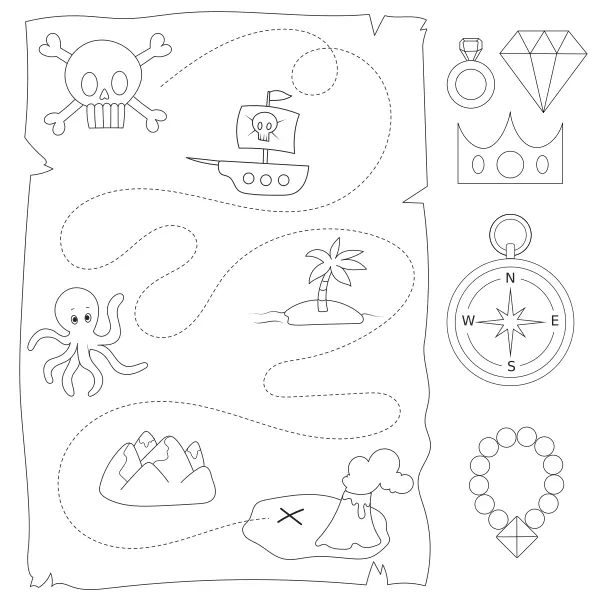 La mappa del tesoro | Disegni da colorare online per bambini