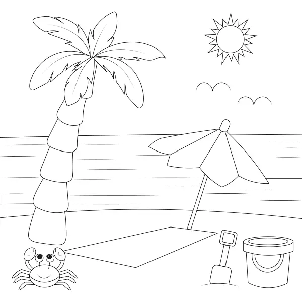 Spiaggia con ombrellone | Disegni da colorare online per bambini