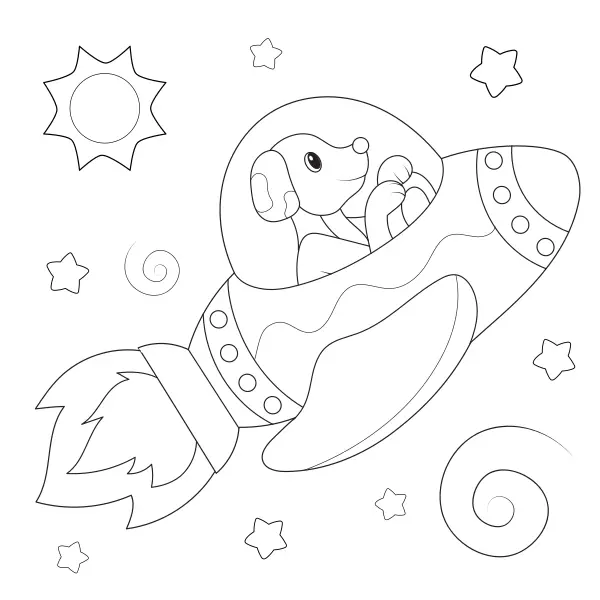 Il cane nello spazio | Disegni da colorare online per bambini