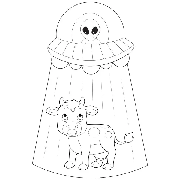 Un alieno rapisce una mucca | Disegni da colorare online per bambini