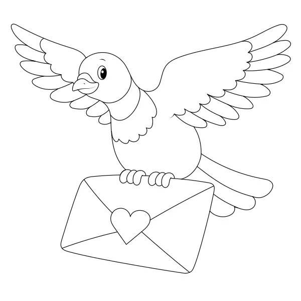 Piccione con una lettera | Disegni da colorare online per bambini