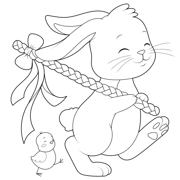 Il coniglio e il pulcino | Disegni da colorare online per bambini