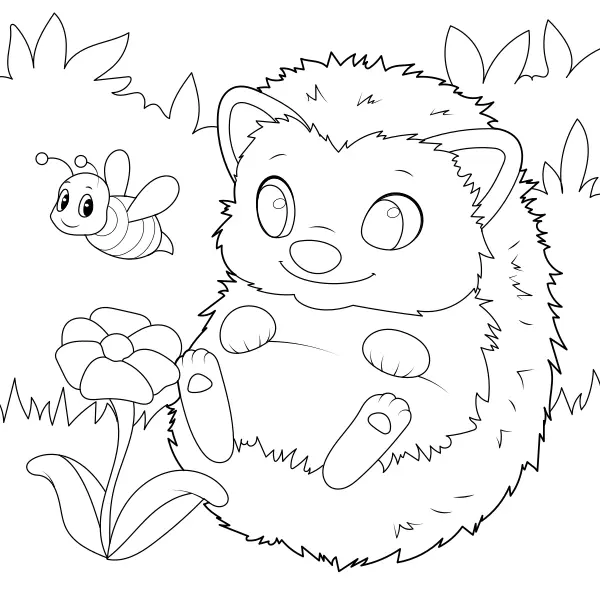 Il riccio con l’ape | Disegni da colorare online per bambini