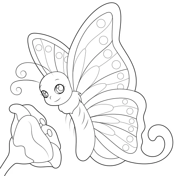 Farfalla e fiore | Disegni da colorare online per bambini