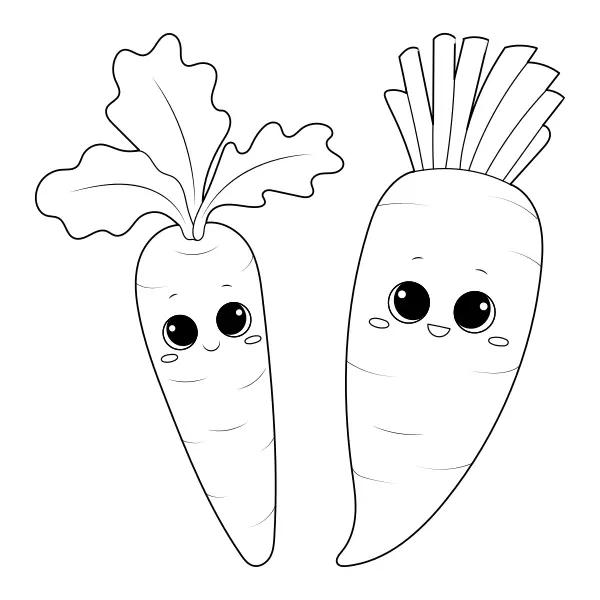 Carota e ravanello bianco | Disegni da colorare online per bambini