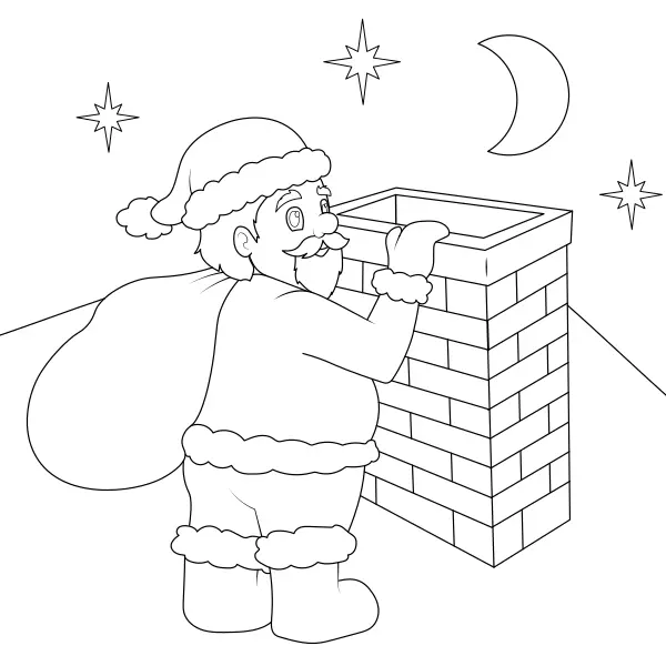 Babbo Natale davanti al camino | Disegni da colorare online per bambini