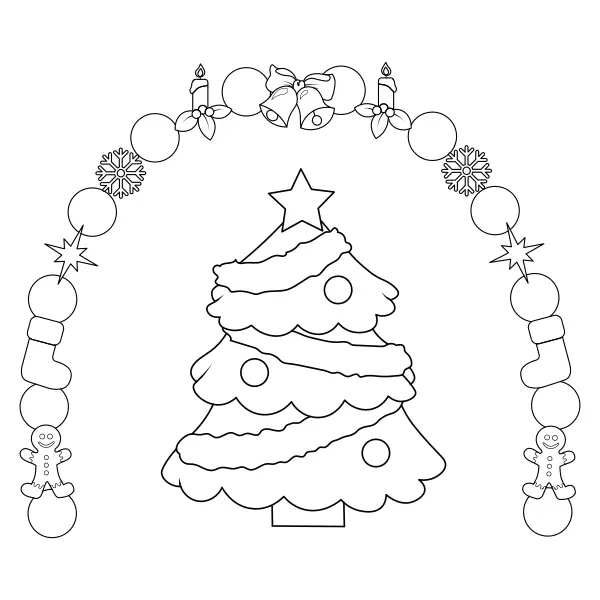 Albero di Natale incorniciato | Disegni da colorare online per bambini