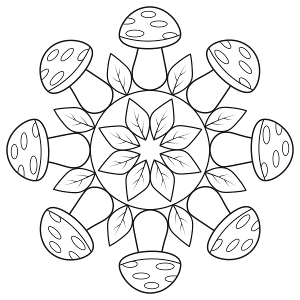 Mandala di funghi | Disegni da colorare online per bambini